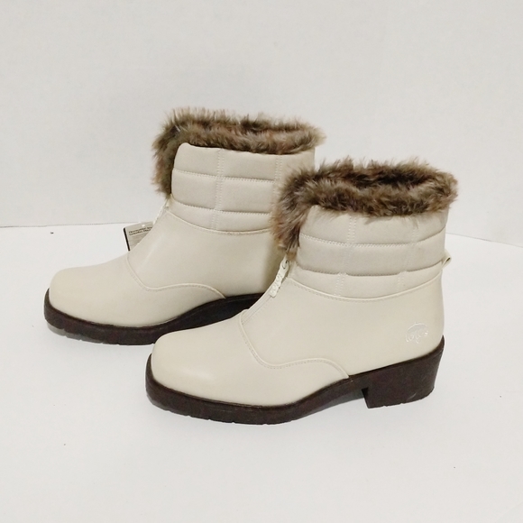 Totes NWT cream zip up winter boots with faux fur - Picture 3 of 8